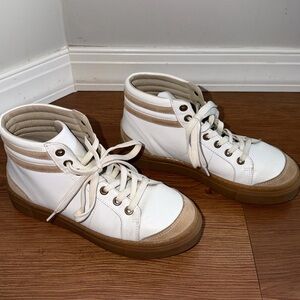 Boden Amber White Tan Leather High Top Sneakers
